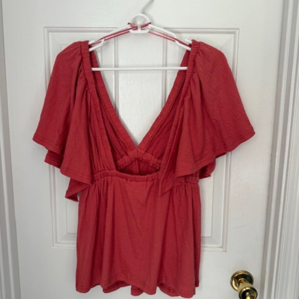 Light Rust V neck Top - Picture 3 of 3